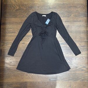 Hollister Black A-Line V-Neck Long Sleeve Dress